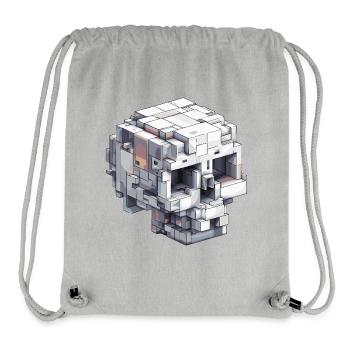 Block-Schädel Design – Digital Art Look - Stanley/Stella recycelter Gym Bag - Grau meliert - Vorne