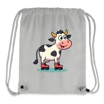 Lustige Kuh auf Rollschuhen Retro Skating - Stanley/Stella recycelter Gym Bag - Grau meliert - Vorne