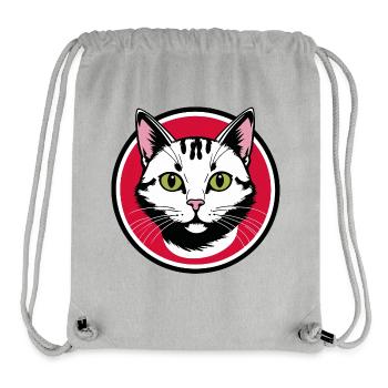 Katzengesicht Emblem im Rotkreis - Stanley/Stella recycelter Gym Bag - Grau meliert - Vorne