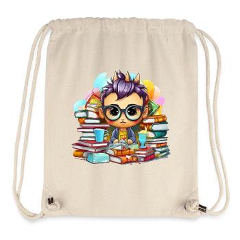 Apprendre le héros Chibi avec les livres - Sac à cordon recyclé Stanley/Stella - blanc naturel - Devant