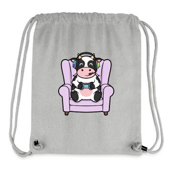 Gamer Kuh Farm Animal spielt Videospiele - Stanley/Stella recycelter Gym Bag - Grau meliert - Vorne