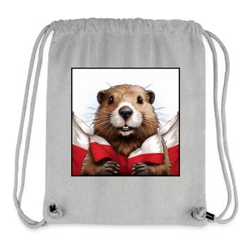 Drapeau de la Pologne du Beaver - Sac à cordon recyclé Stanley/Stella - gris chiné - Devant
