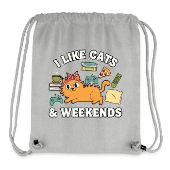 Ich mag Katzen und Wochenenden Chill Out Katze - Stanley/Stella recycelter Gym Bag - Grau meliert - Vorne