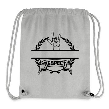 Hand gesture of respect in laurel wreath RESPECT - Stanley/Stella Recycled Gym Bag - heather grey - Front