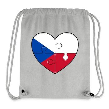 République tchèque Pologne drapeau puzzle coeur - Sac à cordon recyclé Stanley/Stella - gris chiné - Devant