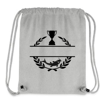 Fish and cup in laurel wreath with blank text bar - Stanley/Stella Recycled Gym Bag - heather grey - Front