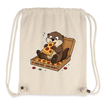 Loutre avec pizza : plaisir de collation dans une boîte - Sac à cordon recyclé Stanley/Stella - blanc naturel - Devant