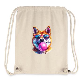 Akita Inu with bubblegum sunglasses - Stanley/Stella Recycled Gym Bag - natural - Front