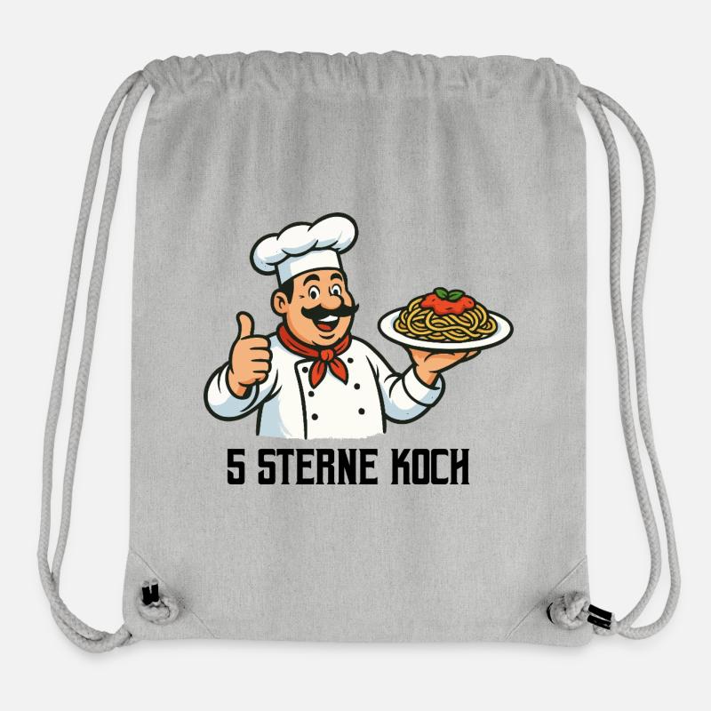 Chef avec motif de pâtes - Sac à cordon recyclé Stanley/Stella - gris chiné