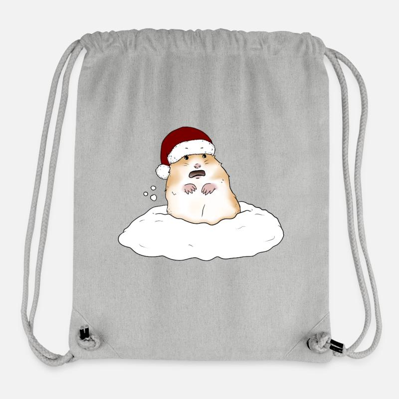 Hamster de Noël dans la neige - Sac à cordon recyclé Stanley/Stella - gris chiné