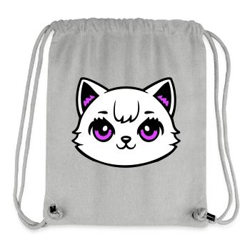 Katzenkopf Pink Augen Weiß Mieze Süß Kawaii Rosa - Stanley/Stella recycelter Gym Bag - Grau meliert - Vorne