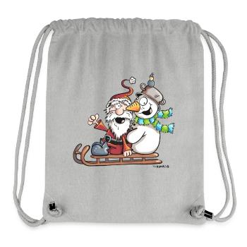 Christmas Schlittenfahrt - Weihnachtsmann - Comic - Stanley/Stella recycelter Gym Bag - Grau meliert - Vorne