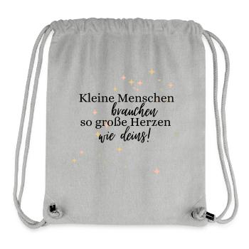 Kleine Menschen brauchen so große Herzen - Stanley/Stella recycelter Gym Bag - Grau meliert - Vorne