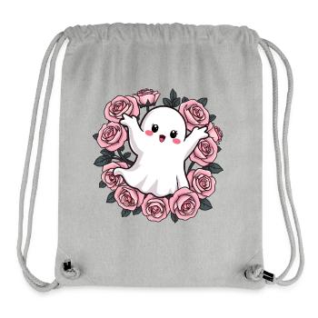 Fantôme avec des roses - Sac à cordon recyclé Stanley/Stella - gris chiné - Devant