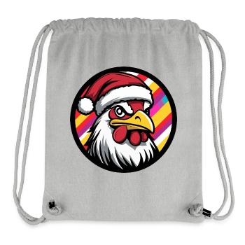 Poulet du Père Noël en style festif - Sac à cordon recyclé Stanley/Stella - gris chiné - Devant