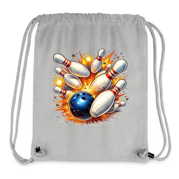 Bowlingkugel räumt Kegel ab – Volltreffer - Stanley/Stella recycelter Gym Bag - Grau meliert - Vorne