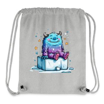Monstre cosmique câlin sur des blocs de glace - Sac à cordon recyclé Stanley/Stella - gris chiné - Devant
