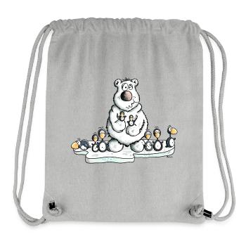 Ours Polaire avec les pingouins - Sac à cordon recyclé Stanley/Stella - gris chiné - Devant