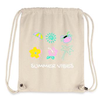 Pastell-Sommerstimmung: Palmen und Blumen - Stanley/Stella recycelter Gym Bag - Naturweiß - Vorne