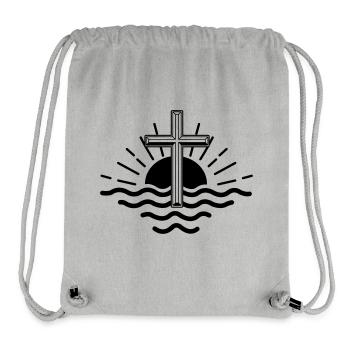 Sonnenuntergang Meer und Großes Kreuz - Stanley/Stella recycelter Gym Bag - Grau meliert - Vorne