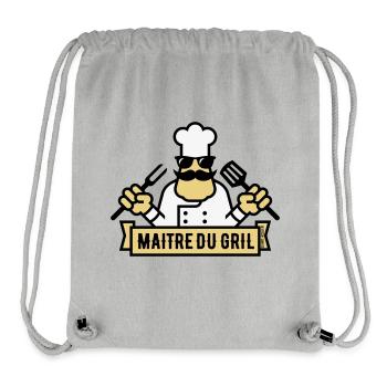 Maître Du Gril (Griller / Barbecue / BBQ / 3C) - Sac à cordon recyclé Stanley/Stella - gris chiné - Devant