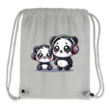 niedliches Panda Kopfhörer Motiv - Stanley/Stella recycelter Gym Bag - Grau meliert - Vorne