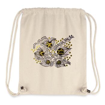 Motif de lignes de feuilles avec points dorés - Sac à cordon recyclé Stanley/Stella - blanc naturel - Devant