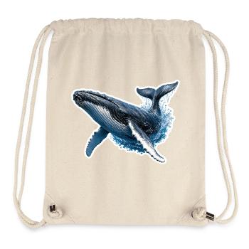 Baleine à bosse bondissante – Illustrations marines dynamiques - Sac à cordon recyclé Stanley/Stella - blanc naturel - Devant