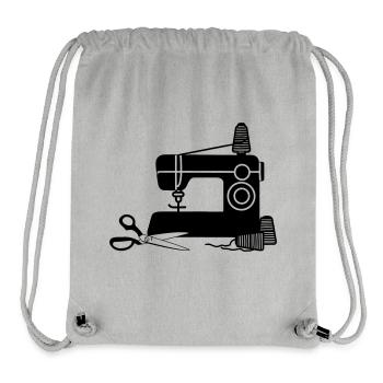 Sewing machine logo sewing shop with thread and scissors - Stanley/Stella Recycled Gym Bag - heather grey - Front