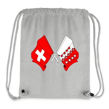 Drapeau de la Suisse et drapeau du Valais - Sac à cordon recyclé Stanley/Stella - gris chiné - Devant