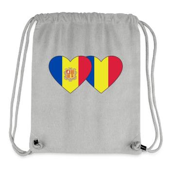 Andorra Romania Flag Heart - Stanley/Stella Recycled Gym Bag - heather grey - Front
