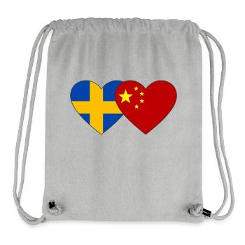 Sweden China Heart Flag - Stanley/Stella Recycled Gym Bag - heather grey - Front