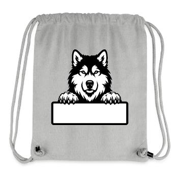 Badge de nom Malamute d’Alaska noir et blanc - Sac à cordon recyclé Stanley/Stella - gris chiné - Devant