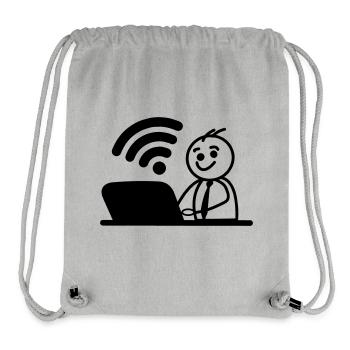Glücklicher junger Mann auf Laptop-WLAN sendet eine Nachricht - Stanley/Stella recycelter Gym Bag - Grau meliert - Vorne