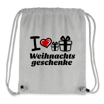 I Love Christmas Gifts - Stanley/Stella Recycled Gym Bag - heather grey - Front