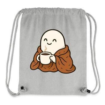 Cuddly Ghost with Coffee and Blanket - Stanley/Stella Recycled Gym Bag - heather grey - Front