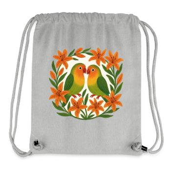 Lovebirds in Orange Lily Frame - Stanley/Stella Recycled Gym Bag - heather grey - Front