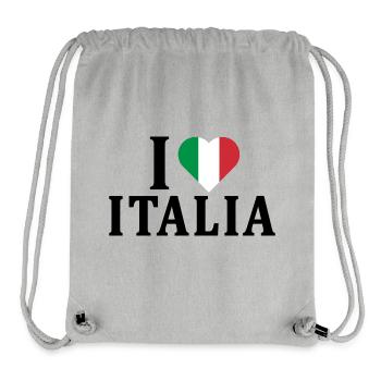 T-Shirt Ich liebe Italien Flagge T-Shirt Geschenk - Stanley/Stella recycelter Gym Bag - Grau meliert - Vorne