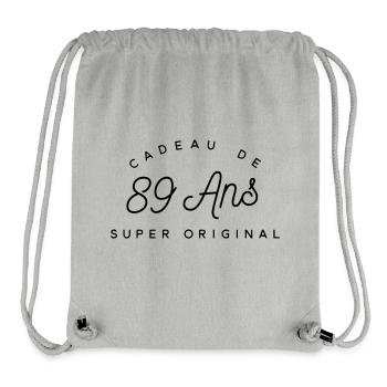 Cadeau 89 ans  - Sac à cordon recyclé Stanley/Stella - gris chiné - Devant