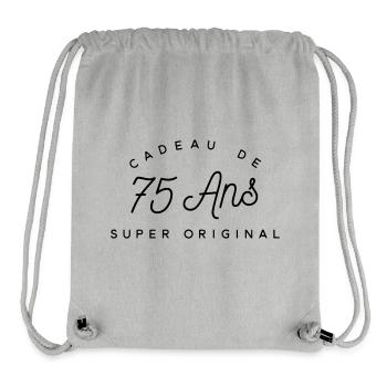 Cadeau 75 ans  - Sac à cordon recyclé Stanley/Stella - gris chiné - Devant