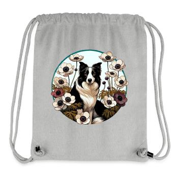 Border Collie im Blumenkreis - Stanley/Stella recycelter Gym Bag - Grau meliert - Vorne