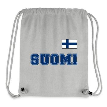 FINNLAND - SUOMI Trikot Look - Flagge auf Brust - Stanley/Stella recycelter Gym Bag - Grau meliert - Vorne
