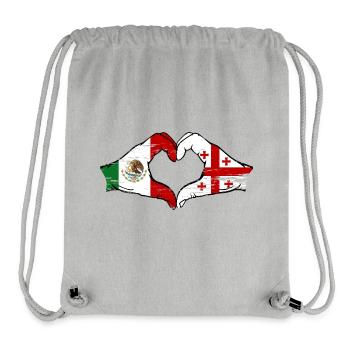 Drapeau du Mexique et de la Géorgie, mains en forme de cœur utilisées - Sac à cordon recyclé Stanley/Stella - gris chiné - Devant
