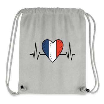 Frankreich Heartbeat Line Französische Flagge Liebe Design - Stanley/Stella recycelter Gym Bag - Grau meliert - Vorne