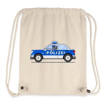 Police car with policeman in blue and silver - Stanley/Stella Recycled Gym Bag - natural - Front