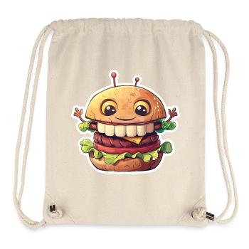 Cute hamburger with teeth – Cartoon Burger - Stanley/Stella Recycled Gym Bag - natural - Front