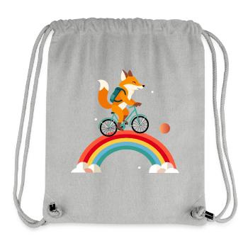Renard joyeux sur le vélo sur l’arc-en-ciel - Sac à cordon recyclé Stanley/Stella - gris chiné - Devant