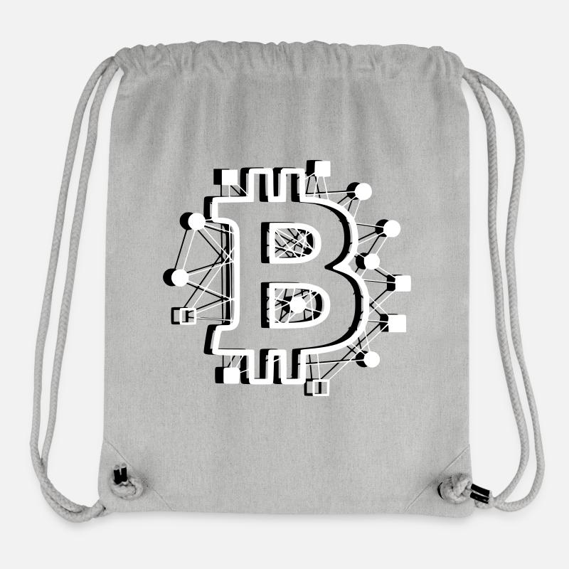 Crypto technologique de circuit de circuit Bitcoin - Sac à cordon recyclé Stanley/Stella - gris chiné
