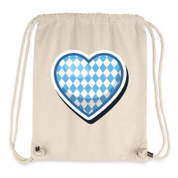 Bavaria Blue White Diamond Heart Motif Bayern Fan Heart - Stanley/Stella Recycled Gym Bag - natural - Front