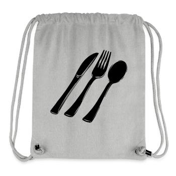 Cutlery fork spoon and knife - Stanley/Stella Recycled Gym Bag - heather grey - Front